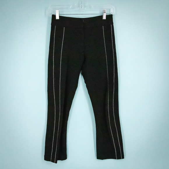 Sea New York Size 0 Black Contrast Stich Detail Crop Cropped Capri Length Viscos - Picture 1 of 6